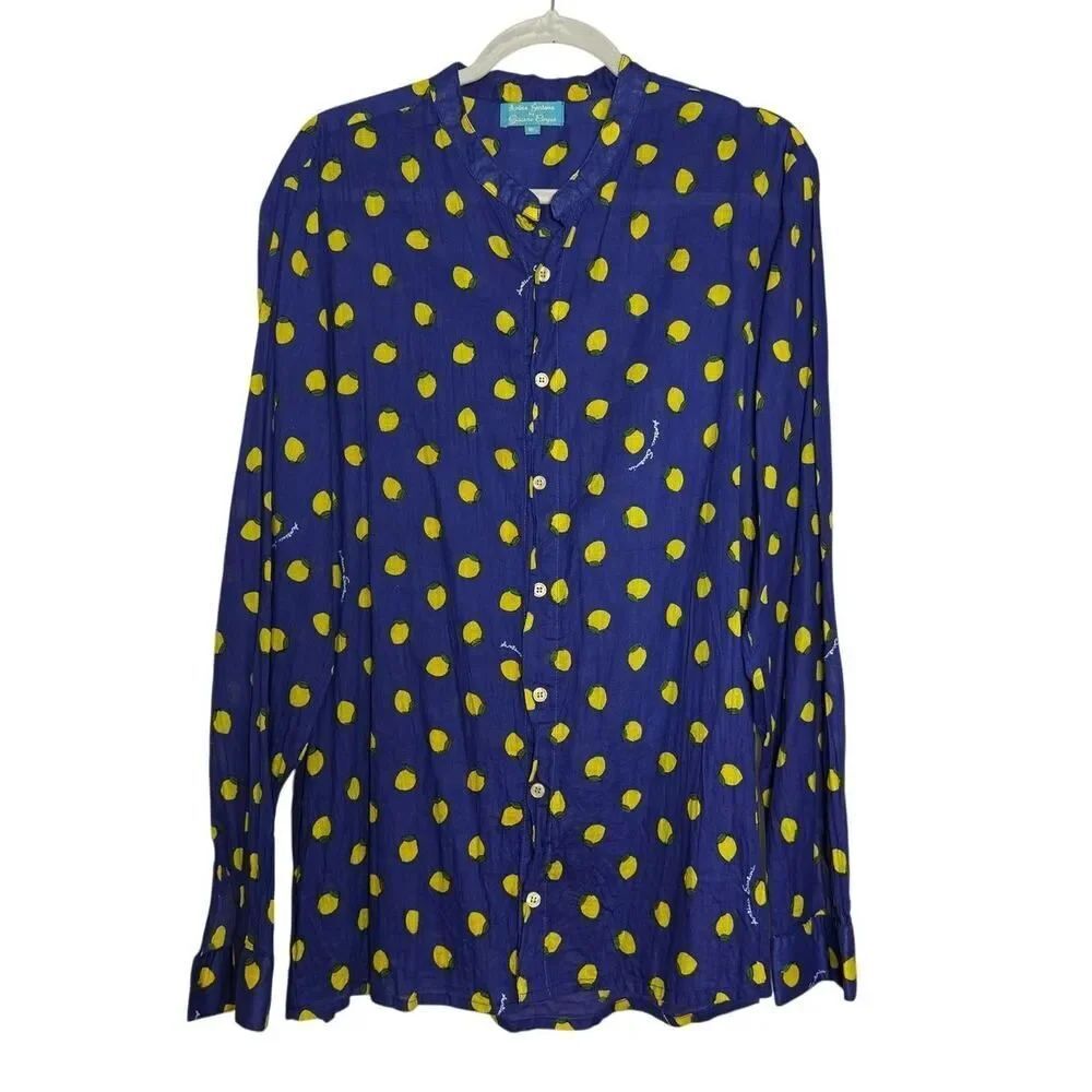 Antica Sartoria Giacomo Cinque Blue Lemon Button Down Cover-up Women’s Sz. M/L